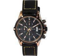Excellanc Elite Herren Armbanduhr Schwarz Gelb Analog Datum Chronograph Echt Leder Quarz 3 Bar