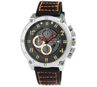 Excellanc Elite Herren Armbanduhr Schwarz Orange Analog Datum Chronograph Silikon Quarz 5 Bar