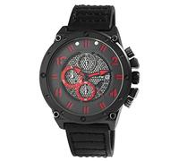 Excellanc Elite Herren Armbanduhr Schwarz Rot Analog Datum Chronograph Silikon Quarz 5 Bar