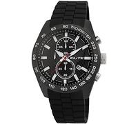 Excellanc Elite Herrenuhr Schwarz Analog Datum Chronograph Silikon Quarz 5 Bar Armbanduhr