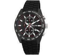 Excellanc Elite Herrenuhr Schwarz Analog Datum Chronograph Silikon Quarz 5 Bar Armbanduhr