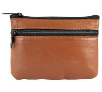 Excellanc Geldbörse für Unisex aus Leder in Braun, Geldbeutel mit Reißverschluss in 8 x 11 x 1 cm