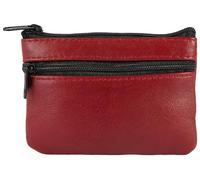 Excellanc Geldbörse für Unisex aus Leder in Rot, Geldbeutel mit Reißverschluss in 8 x 11 x 1 cm