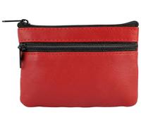 Excellanc Geldbörse für Unisex aus Leder in Rot, Geldbeutel mit Reißverschluss in 8 x 11 x 1 cm