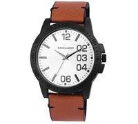 Excellanc Herren-Armbanduhr mit Quarzwerk Metallgehäuse mit Kunstleder Armband in Braun und Dornschließe Ziffernblattfarbe Silber Länge 24 cm Bandbreite 24 mm