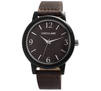 Excellanc Herren-Uhr Holz Kunstleder Armband Dornschließe Analog 2900199 (Dunkelbraun Ebenholz)