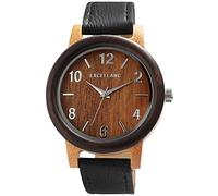 Excellanc Herren-Uhr Holz Kunstleder Armband Dornschließe Analog 2910024 (schwarz Bambusholz)