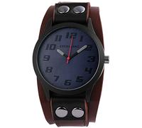 Excellanc Herren-Uhr Kunstleder Armband Dornschließe Analog Quarz 2900085 (Dunkelbraun blau)