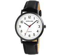 Excellanc Herren-Uhr Kunstleder Armband Dornschließe Analog Quarz 2900210 (schwarz weiß)