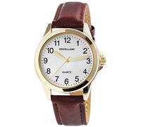 Excellanc Herren-Uhr Kunstleder Armband Dornschließe Analog Quarz 2900212 (braun goldfarbig)