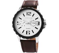 Excellanc Herren-Uhr Kunstleder Armband Dornschließe Leuchtzeiger 2900041 (braun weiß)