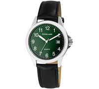 Excellanc Herren-Uhr Kunstleder Armband Dornschließe Leuchtzeiger Analog 2900211 (schwarz silberfarbig grün)