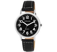Excellanc Herren-Uhr Kunstleder Dornschließe Leuchtzeiger Analog Quarz 2900232 (schwarz schwarz)
