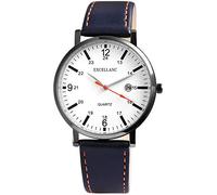 Excellanc Herren - Uhr Lederimitat Armbanduhr Datumsanzeige Analog Quarz 2900125
