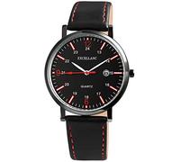 Excellanc Herren - Uhr Lederimitat Armbanduhr Datumsanzeige Analog Quarz 2900125