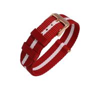Excellanc NATO Uhrenarmband, Nylon, 18 mm, Rot/Weiß, Dornschließe, Leicht & Atmungsaktiv