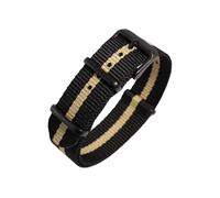 Excellanc Nylon-NATO-Uhrenarmband, 18 mm, Schwarz/Beige, Atmungsaktiv, Dornschließe, Zweifarbig
