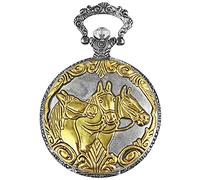 Excellanc Taschen-Uhr mit Kette Unisex Pferde Reiten Analog Quarz 4000008 (silberfarbig goldfarbig)