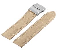 Excellanc-Uhrenarmband Ersatz Echt Leder Edelstahl Faltschließe Stegbreite 16-24 mm (Stegbreite: 22 mm, sand 1)