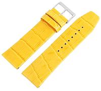 Excellanc-Uhrenarmband Ersatz Echt Leder Kroko-Optik Dornschließe Breite 16-26 mm (Stegbreite: 26 mm, gelb)