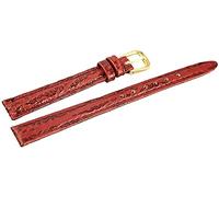 Excellanc -Uhrenarmband Ersatz Echt Leder Stegbreite 10-12 mm Dornschließe (Stegbreite: 10 mm, rot)