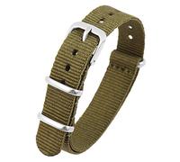 Excellanc-Uhrenarmband Ersatz Nylon Textil Edelstahl Dornschließe Breite 14-22 mm (Stegbreite: 14 mm, khaki)