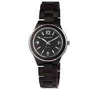 Excellanc Unisex-Holzuhr Leuchtzeiger Faltschließe Analog Quarz 2810007 (Schwarzholz)