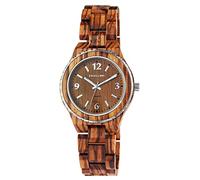 Excellanc Unisex-Holzuhr Leuchtzeiger Faltschließe Analog Quarz 2810007 (Zebraholz)