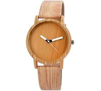 Excellanc Unisex - Uhr Lederimitations Armbanduhr Holzoptik Analog Quarz 2900075