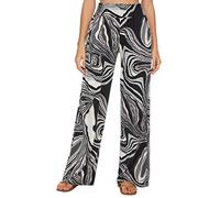 EXCHIC Damen Boho Gerade Beine Elastische Taille Palazzo Hose Freizeit Leichtes Yoga Loungehose mit Taschen (XXL, Series 2#12)