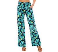 EXCHIC Damen Boho Gerade Beine Elastische Taille Palazzo Hose Freizeit Leichtes Yoga Loungehose mit Taschen(L, Series 2#4)