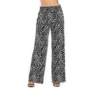 EXCHIC Damen Boho Gerade Beine Elastische Taille Palazzo Hose Freizeit Leichtes Yoga Loungehose mit Taschen (M, Series 2#11)