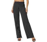 EXCHIC Damen Boho Gerade Beine Elastische Taille Palazzo Hose Freizeit Leichtes Yoga Loungehose mit Taschen (L, Series 2#16)