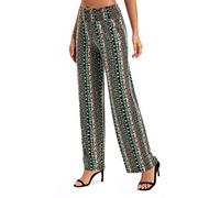 EXCHIC Damen Boho Gerade Beine Elastische Taille Palazzo Hose Freizeit Leichtes Yoga Loungehose mit Taschen (L, Series 2#18)