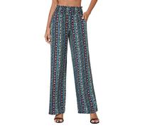 EXCHIC Damen Boho Gerade Beine Elastische Taille Palazzo Hose Freizeit Leichtes Yoga Loungehose mit Taschen (XXL, Series 2#17)