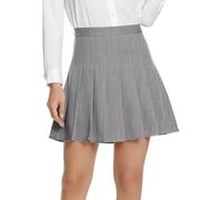 EXCHIC Damen College Schule A-Linie Falten Mini Rock Lässig Hohe Taille Skater Röcke mit Kurz Unterhosen (L, Grau)