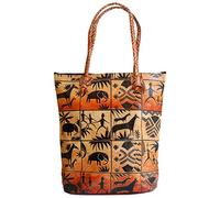 Exclusive Jungle Forest Design Ethnic Hand Embossed Shantiniketan Leather Indian Shopping Bag