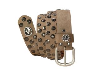 exclusiver Trachten Ledergürtel mit Nieten beige, 100