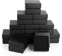 excvalues Schmuck-Geschenkboxen aus Karton, 8,9 x 8,9 x 2,5 cm, große Schmuckverpackung, kleine Schmuckschatulle mit Deckel für Halskette, Ring, Armband, Ohrringe, Schwarz, 48 Stück