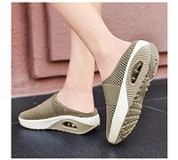 EXECAB Diabetiker-Hausschuhe für Frauen, Flache, rutschfeste, orthopädische Schuhe, Damen, Freizeit, Strandsandalen, Damen, breite Passform,Khaki,37