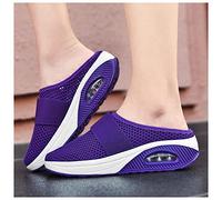 EXECAB Diabetiker-Hausschuhe für Frauen, Flache, rutschfeste, orthopädische Schuhe, Damen, Freizeit, Strandsandalen, Damen, breite Passform,Lila,35