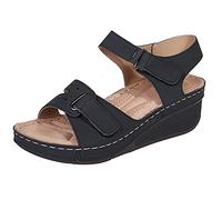 EXECAB Flache Damensandalen, Bequeme orthopädische Sandalen mit Fußgewölbeunterstützung, Damen-Sommer-Wandersandalen für Outdoor-Sport, Strandreisen,Schwarz,37