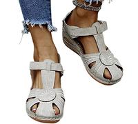 EXECAB Flache Damensandalen, Bequeme orthopädische Sandalen mit Fußgewölbeunterstützung, Damen-Sommer-Wandersandalen für Outdoor-Sport, Strandreisen,Grau,38