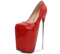 EXECAB Frau Sexy Ultra High Heels Stripper Party Schuhe 22 cm Extreme Red Heeled Plateau Pumps Frauen Fetisch Schuhe Große Größe,Rot,41