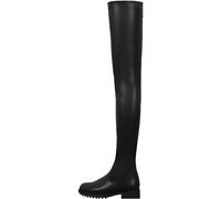EXECAB Overknee-Stiefel für Damen, Lange Stiefel mit seitlichem Reißverschluss, dünne sexy Nachtclub-Stiefel, Klassische Damenstiefel mit runder Zehenpartie,Schwarz,47 EU