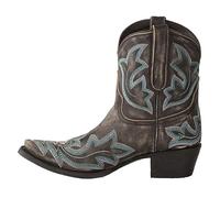 EXECAB Vintage-Cowboystiefel für Damen, Bestickt, Spitze Zehenpartie, klobige mittelhohe Absätze, Western-Cowgirls-Stiefel, Retro-Slip-On, breite, mittelhohe Stiefel, Riding Ankle Booties,Grau,42