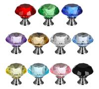 EXHUMKY 11 Stück Runde Schubladenknöpfe aus Künstlichen Kristallen mit Aluminiumlegierung 30mm Einfache Montage für Moderne Küchenschränke und Verschiedene Wohnstile
