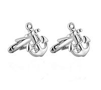 EXINOX Manschettenknöpfe Herren | Nautica Collection | Edelstahl Anker | Silber Farbe