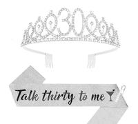 Exipsat 30. Geburtstag Krone Schärpe Set, Krone Tiara & Schärpe für 30 Geburtstag Frauen, Geburtstagskrone Party Accessoires Deko Geschenk