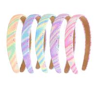 Exipsat Glitzer Haarreif Glitzer-Stirnband, Kunststoff-Stirnbänder, 5 Stück, funkelnde, süße, rutschfeste Haarbänder, Regenbogen-Haarbänder, bunte Haar-Accessoires